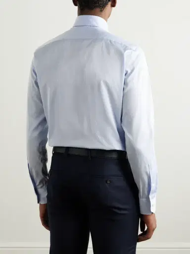 Zegna Slim-Fit Cutaway-Collar Striped Cotton Shirt - Men | Thumbnail 3