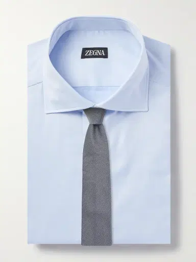 Zegna Slim-Fit Cutaway-Collar Striped Cotton Shirt - Men | Thumbnail 5