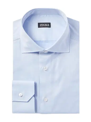 Zegna Slim-Fit Cutaway-Collar Striped Cotton Shirt - Men | Thumbnail 1