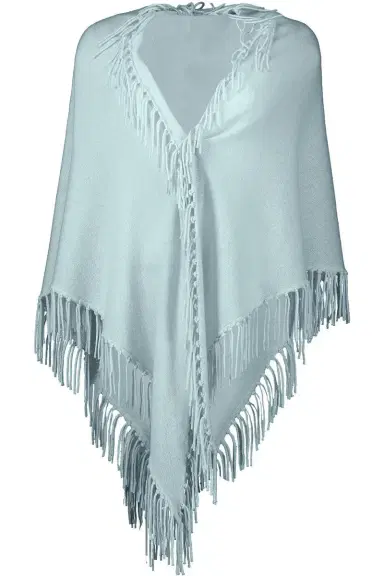 MINNIE ROSE Fringe Shawl - Cameo Blue | Thumbnail 1 MINNIE ROSE Fringe Shawl - Cameo Blue | Thumbnail 1