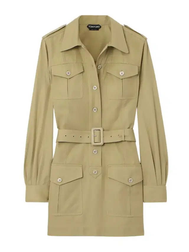 Belted Cotton And Silk-blend Twill Mini Dress