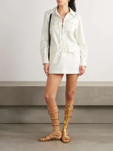 Tom Ford Lace-up Cotton And Silk-blend Twill Mini Dress | Thumbnail 2 Tom Ford Lace-up Cotton And Silk-blend Twill Mini Dress | Thumbnail 2