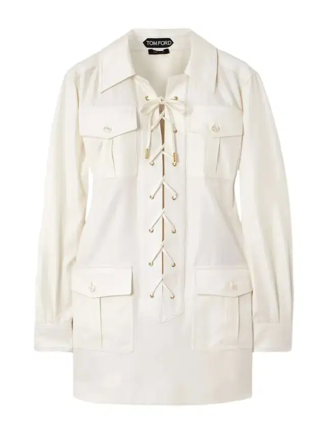 Lace-up Cotton And Silk-blend Twill Mini Dress