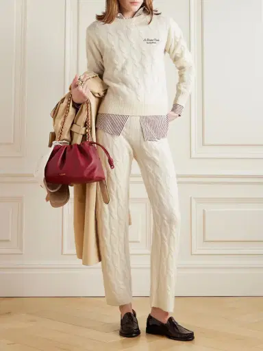 Sporty & Rich + Le Bristol Paris Faubourg Cable-knit Cashmere And Wool-blend Sweater | Thumbnail 2