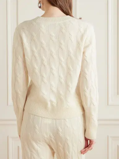 Sporty & Rich + Le Bristol Paris Faubourg Cable-knit Cashmere And Wool-blend Sweater | Thumbnail 4