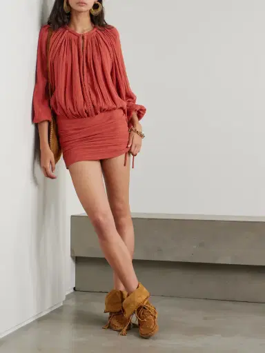 Isabel Marant Jaoni Braided Gathered Cotton Mini Dress | Thumbnail 2