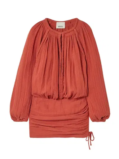 Isabel Marant Jaoni Braided Gathered Cotton Mini Dress | Thumbnail 1
