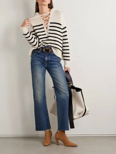 Nili Lotan Noemi Lace-up Striped Cashmere Hoodie | Thumbnail 2