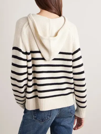Nili Lotan Noemi Lace-up Striped Cashmere Hoodie | Thumbnail 3