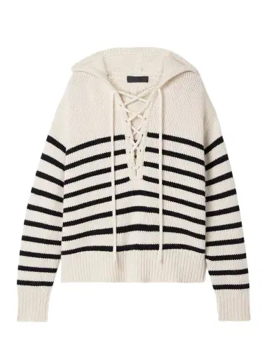 Nili Lotan Noemi Lace-up Striped Cashmere Hoodie | Thumbnail 1