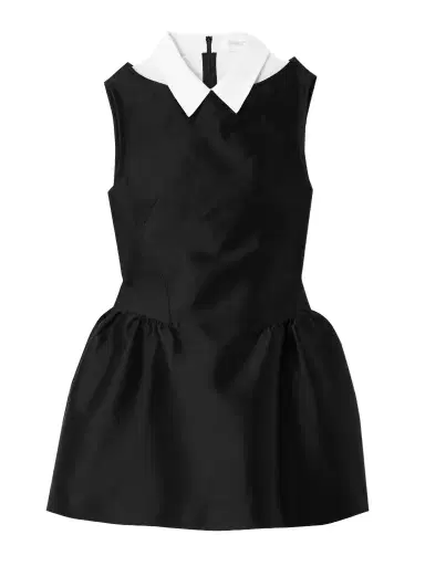 SHUSHU/TONG Gathered Wool And Linen-blend Trimmed Wool And Silk-blend Twill Mini Dress | Thumbnail 1