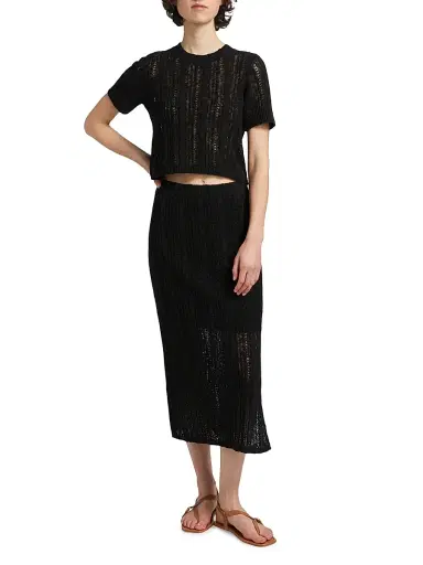 dh New York Women's Francis Open Knit Midi-Skirt - Black | Thumbnail 2