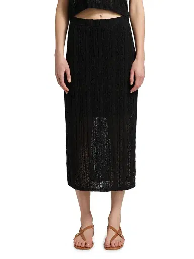 dh New York Women's Francis Open Knit Midi-Skirt - Black | Thumbnail 3
