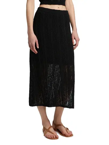 dh New York Women's Francis Open Knit Midi-Skirt - Black | Thumbnail 4