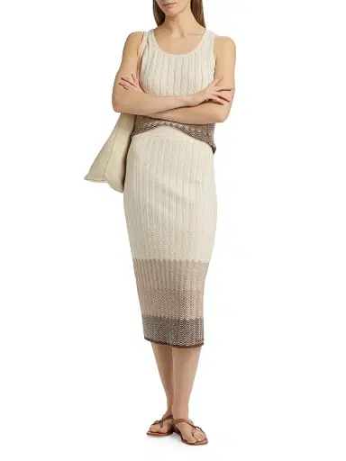 Design History Women's Ombré Striped Cotton-Linen Midi-Skirt - Linen Combo | Thumbnail 2