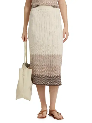 Design History Women's Ombré Striped Cotton-Linen Midi-Skirt - Linen Combo | Thumbnail 3