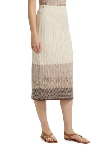 Design History Women's Ombré Striped Cotton-Linen Midi-Skirt - Linen Combo | Thumbnail 4