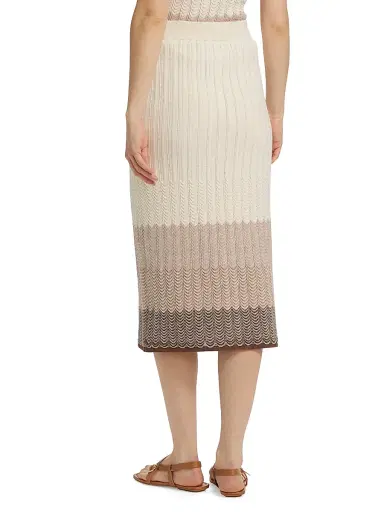 Design History Women's Ombré Striped Cotton-Linen Midi-Skirt - Linen Combo | Thumbnail 5