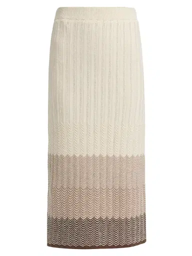 Design History Women's Ombré Striped Cotton-Linen Midi-Skirt - Linen Combo | Thumbnail 1