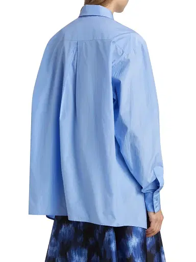 Michael Kors Collection Women's Silk-Cotton Button-Front Shirt - Ice | Thumbnail 5