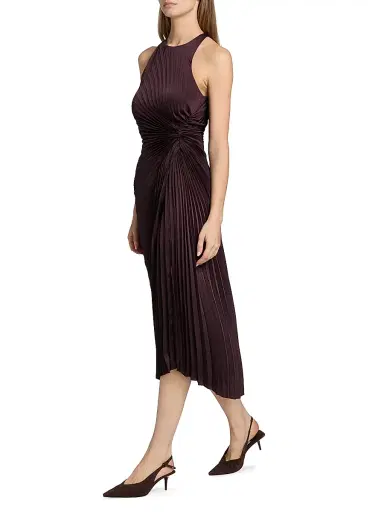 A.L.C. Women's Reagan Pleated Midi-Dress - Deep Plum | Thumbnail 2