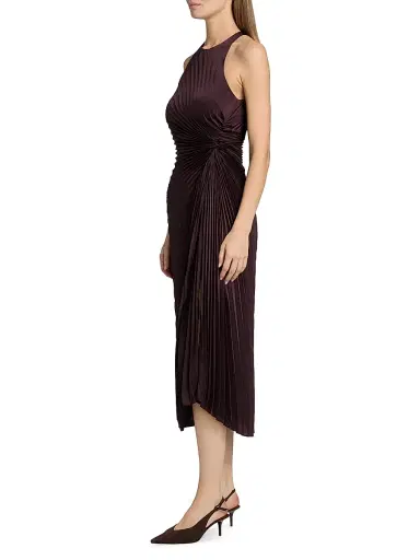 A.L.C. Women's Reagan Pleated Midi-Dress - Deep Plum | Thumbnail 4