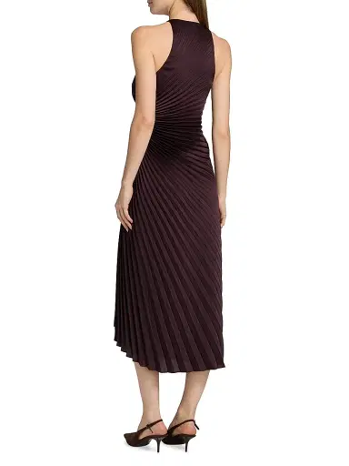 A.L.C. Women's Reagan Pleated Midi-Dress - Deep Plum | Thumbnail 5