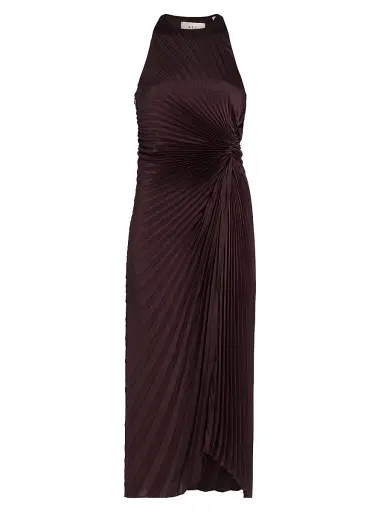 A.L.C. Women's Reagan Pleated Midi-Dress - Deep Plum | Thumbnail 1