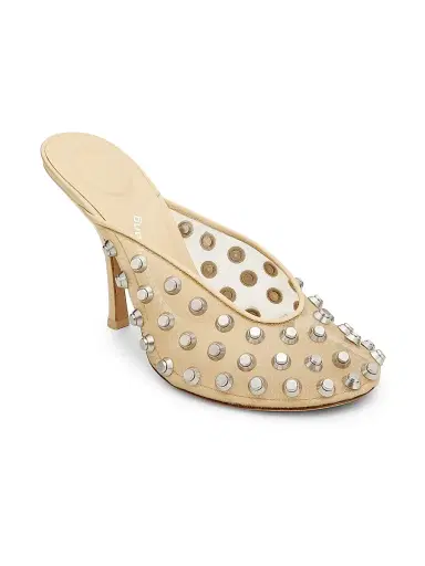 Alexander Wang Women's Rhodes 105MM Studded Mesh & Leather Mules - Nude | Thumbnail 2