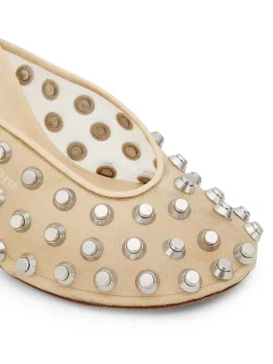 Alexander Wang Women's Rhodes 105MM Studded Mesh & Leather Mules - Nude | Thumbnail 4