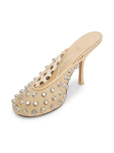 Alexander Wang Women's Rhodes 105MM Studded Mesh & Leather Mules - Nude | Thumbnail 5