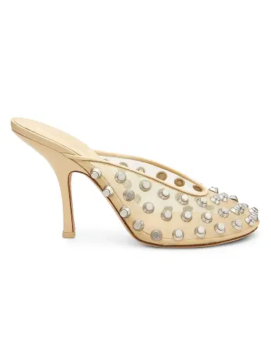 Alexander Wang Women's Rhodes 105MM Studded Mesh & Leather Mules - Nude | Thumbnail 1