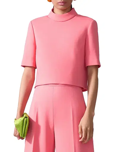 Carolina Herrera Women's Stretch-Wool Mock Turtleneck Top - Sunset | Thumbnail 2