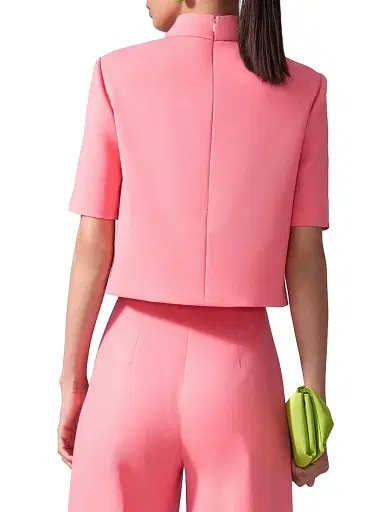 Carolina Herrera Women's Stretch-Wool Mock Turtleneck Top - Sunset | Thumbnail 3