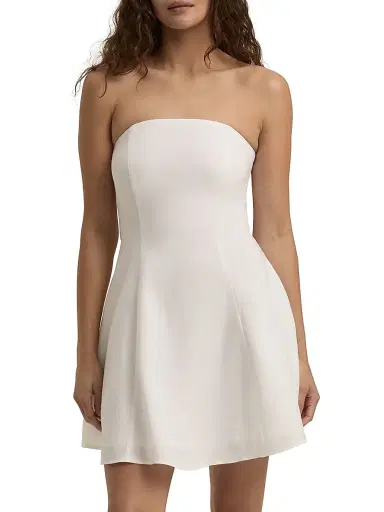 Favorite Daughter Women's The Favorite Linen-Blend Strapless Minidress - Bright White | Thumbnail 3