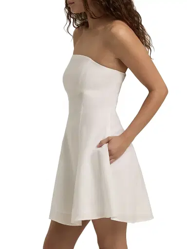 Favorite Daughter Women's The Favorite Linen-Blend Strapless Minidress - Bright White | Thumbnail 4