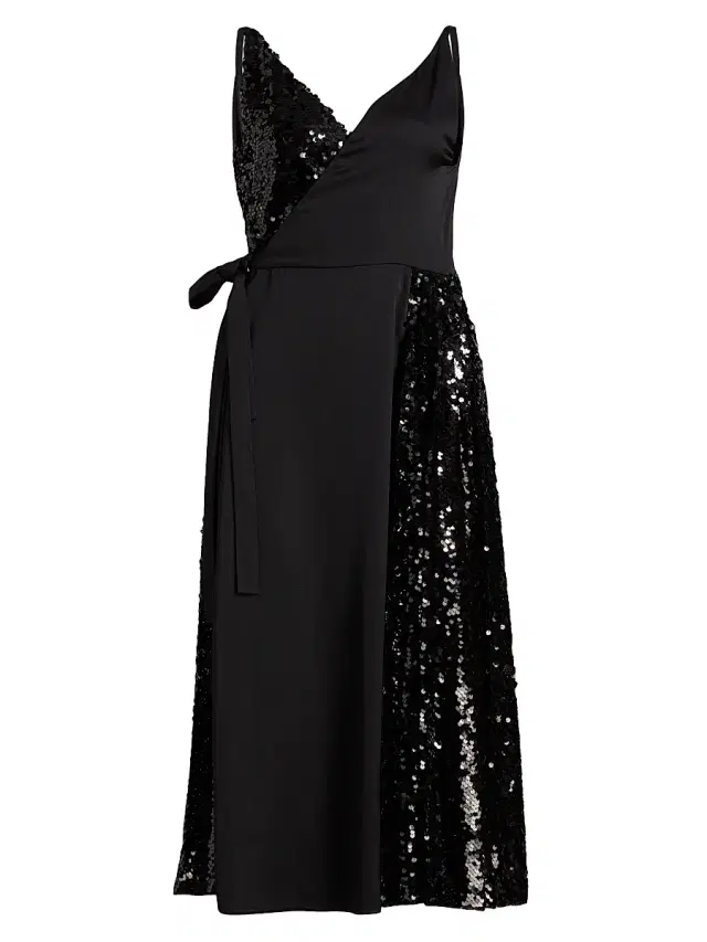 Philosophy di Lorenzo Serafini Women's Sequined Mixed Media Wrap Dress