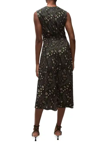 Veronica Beard Women's Viviana Gathered Floral Stretch-Silk Midi-Dress - Black Multi | Thumbnail 4
