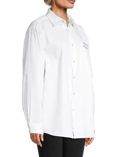 juju + stitch Oversized Mother Of The Bride Embroidered Button-Up Shirt - White | Thumbnail 4