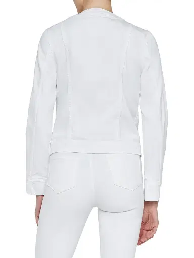 L'AGENCE Women's Yari Denim Collarless Jacket - White | Thumbnail 5