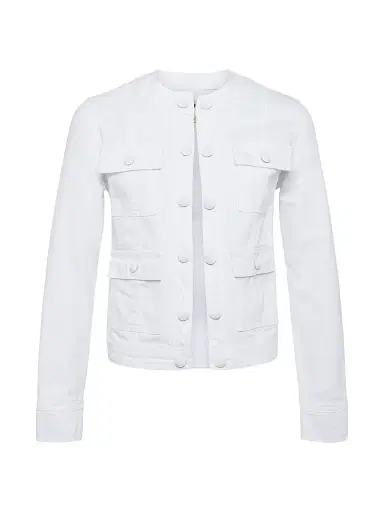 L'AGENCE Women's Yari Denim Collarless Jacket - White | Thumbnail 1