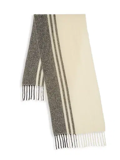 Saks Fifth Avenue Women's COLLECTION Oversized Striped Fuzzy Scarf - Titanium | Thumbnail 3