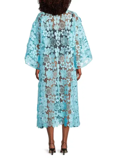 La Vie Style House Women's Mod Floral Lace Caftan - Blue | Thumbnail 5