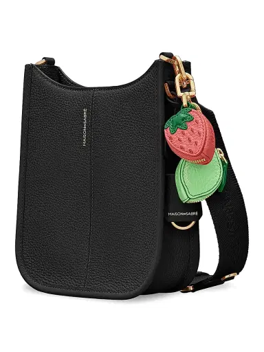 MAISON de SABRÉ Women's Mini Leather Saddle Bag - Black Caviar | Thumbnail 3