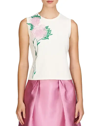 Kay Unger Women's Kathryn Floral Embroidered Knit Top | Thumbnail 3