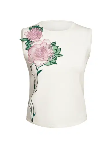 Kay Unger Women's Kathryn Floral Embroidered Knit Top | Thumbnail 1