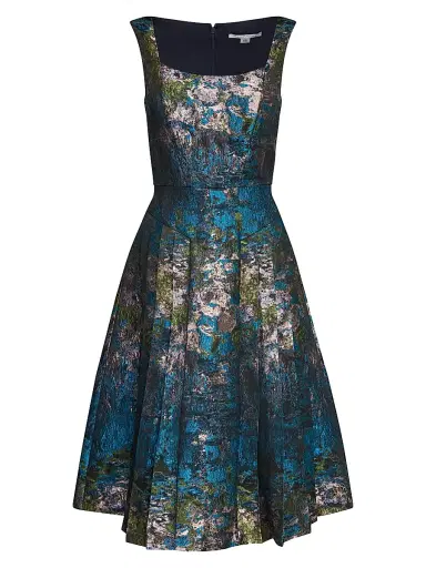 Kay Unger Women's June Jacquard Midi-Dress - Blue Sea | Thumbnail 1