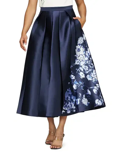 Kay Unger Women's Beatrice Morning Glowy Midi-Skirt - Midnight Blue | Thumbnail 3