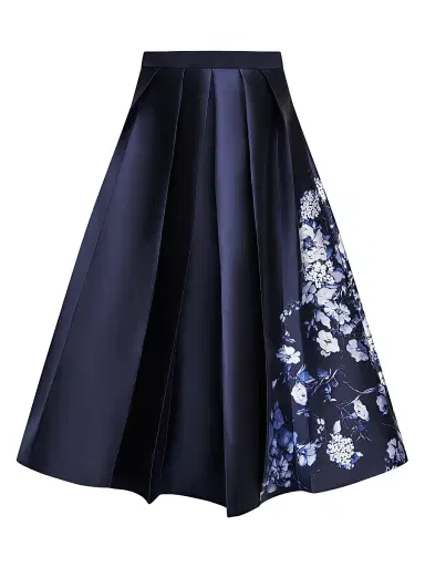 Kay Unger Women's Beatrice Morning Glowy Midi-Skirt - Midnight Blue | Thumbnail 1
