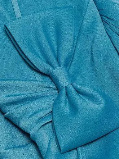 As It May Women's Ceil Satin Strapless Bow-Waist Tulip-Hem Gown - Ocean Blue - Size XL | Thumbnail 7